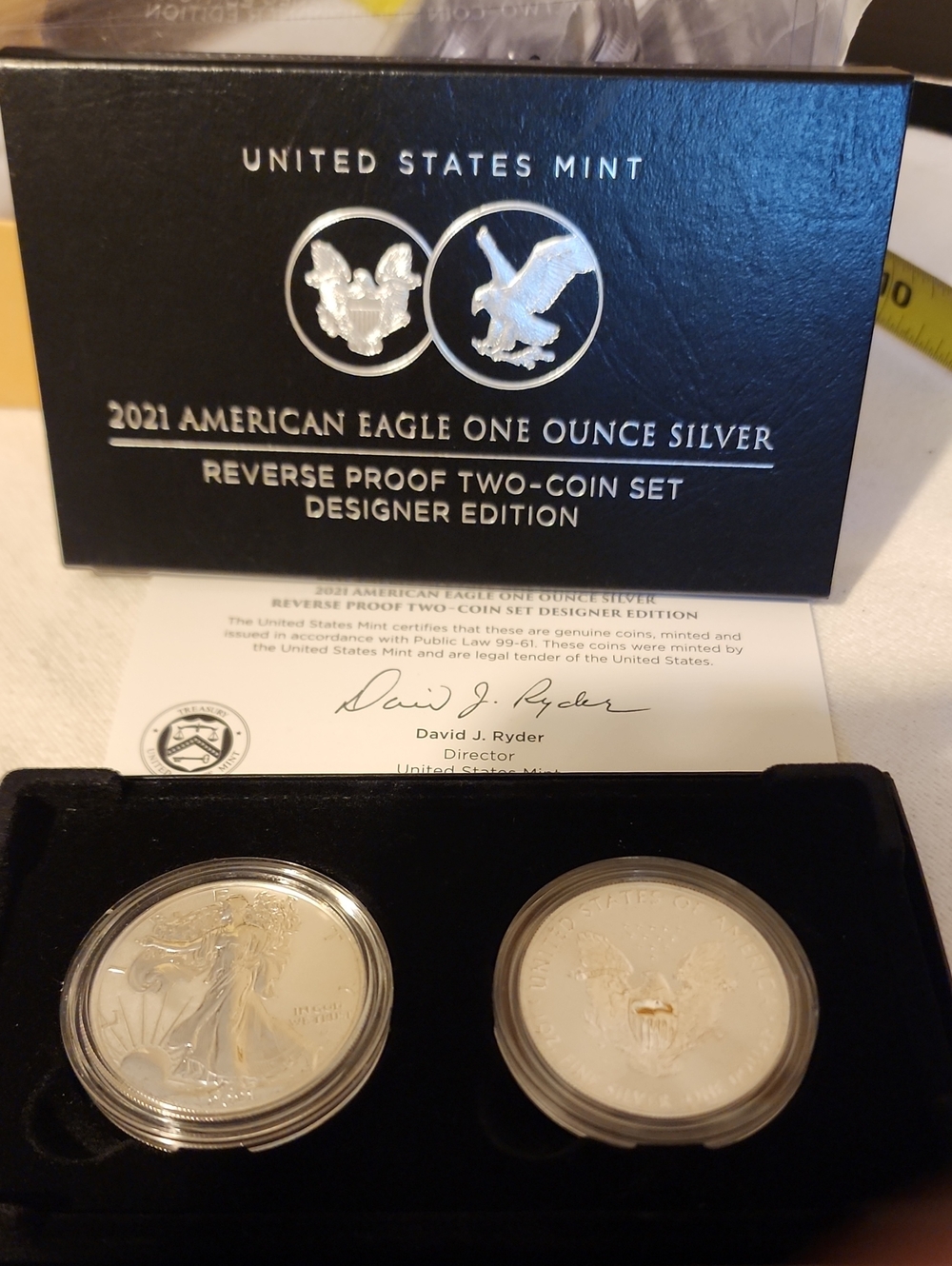 2021 American Eagle One Ounce Silver Reverse Proof Two-Coin Set - Black